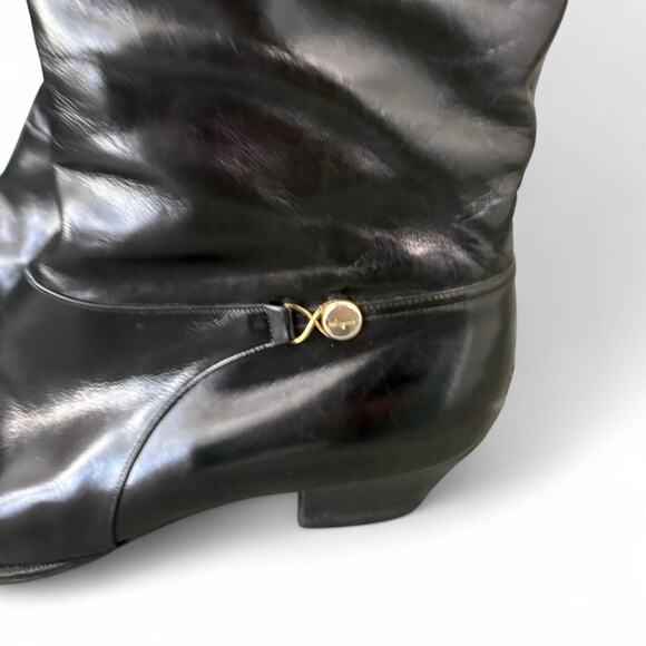 Ferragamo black leather knee high boots - Picture 8 of 8